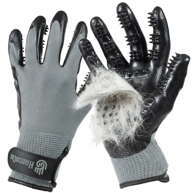 Main image of Pet Grooming Gloves - Patented #1 Ranked, Award Winning Shedding, Bathing, & Hair Remover Gloves - Gentle Brush for Cats, Dogs, and Horses (Grey, Large)