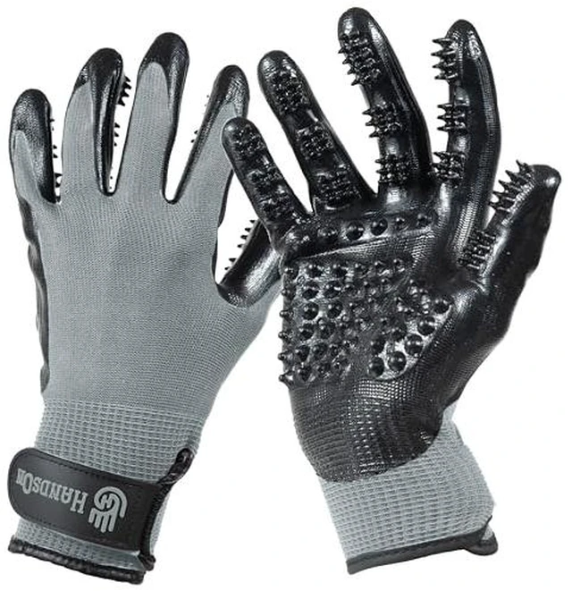 Alt view image 2 of 7 - Pet Grooming Gloves - Patented #1 Ranked, Award Winning Shedding, Bathing, & Hair Remover Gloves - Gentle Brush for Cats, Dogs, and Horses (Grey, Large)