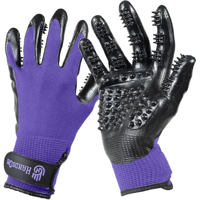 Alt view image 7 of 7 - Pet Grooming Gloves - Patented #1 Ranked, Award Winning Shedding, Bathing, & Hair Remover Gloves - Gentle Brush for Cats, Dogs, and Horses (Grey, Large)