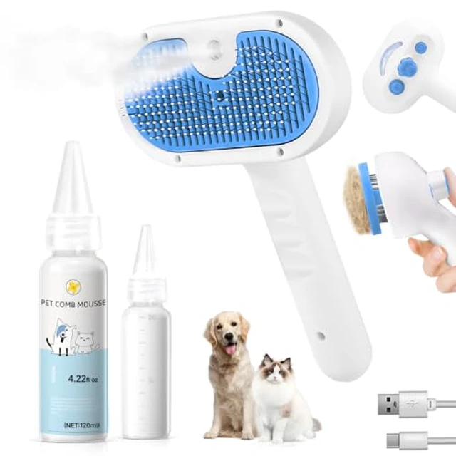 Alt view image 2 of 7 - Pet Steam Brush for Dog, cat brushes for indoor cats - 1 Waterless Shampoo