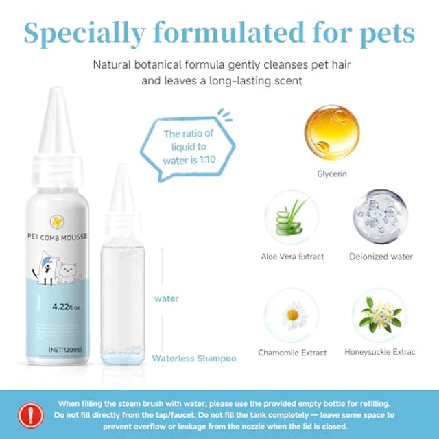 Alt view image 4 of 7 - Pet Steam Brush for Dog, cat brushes for indoor cats - 1 Waterless Shampoo