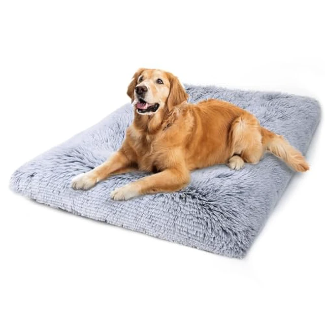 Alt view image 2 of 6 - Large Dog Bed Crate Pad 35", Washable Soft Plush Pet Mats for Sleeping Grey