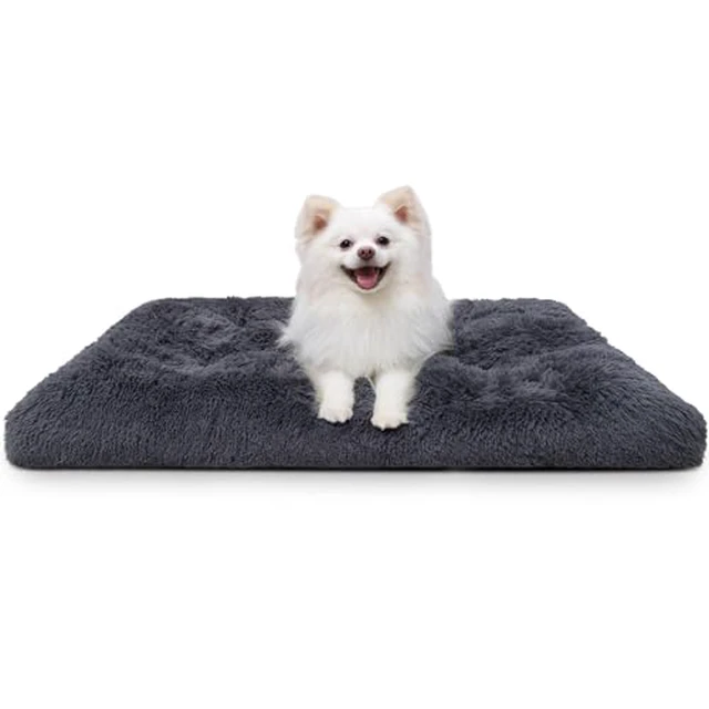 Alt view image 4 of 6 - Large Dog Bed Crate Pad 35", Washable Soft Plush Pet Mats for Sleeping Grey
