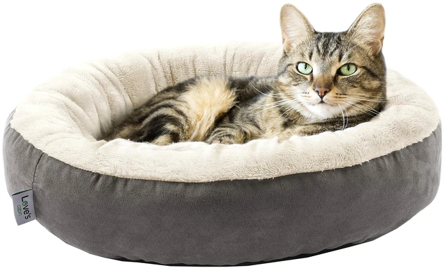 Main image of Round Donut Cat and Dog Cushion Bed, 20in Bed for Cats or Small Dogs, Anti-Slip & Water-Resistant Bottom, Super Soft Durable Fabric Pet Beds, Washable Luxury Cat & Dog Bed Gray