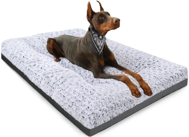 Main image of Deluxe Washable Dog Bed for Large Dogs Dog Crate Mat 35 Inch Comfy Fluffy Kennel Pad Anti-Slip for Dogs Up to 60 lbs, 35" x 23", Grey