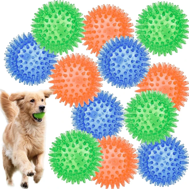 Main image of 12pack Squeaky Dog Toys Spiky Dog Balls Cleans Teeth and Promotes Dental and Gum Health for Your Pet Squeaker Ball Toys for Aggressive Chewers (S 12PACK)
