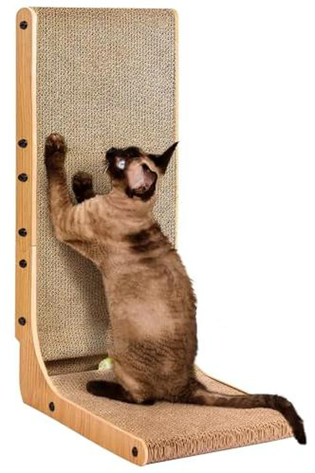 Alt view image 2 of 6 - Cardboard Cat Scratcher for Indoor Cats, 26.8 Inch, Brown