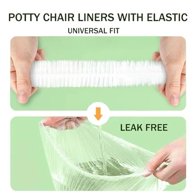 Alt view image 3 of 7 - Potty Chair Liners with Elastic, Portable Potty Training Bags, Potty Refill Liners Disposable for Toddlers Kids and Baby,Toilet Seat Cover,17x8Inches,Clear,200pieces