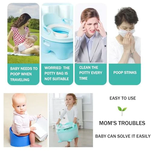 Alt view image 5 of 7 - Potty Chair Liners with Elastic, Portable Potty Training Bags, Potty Refill Liners Disposable for Toddlers Kids and Baby,Toilet Seat Cover,17x8Inches,Clear,200pieces