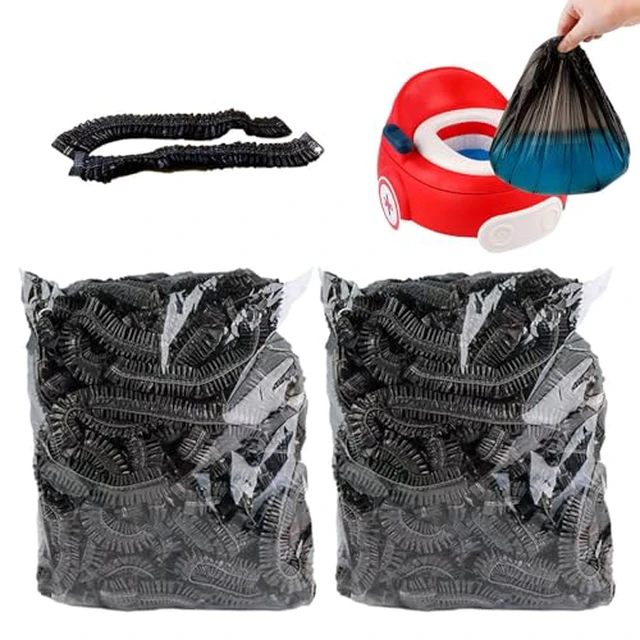 Alt view image 7 of 7 - Potty Chair Liners with Elastic, Portable Potty Training Bags, Potty Refill Liners Disposable for Toddlers Kids and Baby,Toilet Seat Cover,17x8Inches,Clear,200pieces