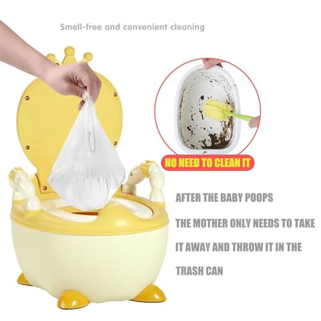 Alt view image 6 of 7 - Potty Chair Liners with Elastic, Portable Potty Training Bags, Potty Refill Liners Disposable for Toddlers Kids and Baby,Toilet Seat Cover,17x8Inches,Clear,200pieces