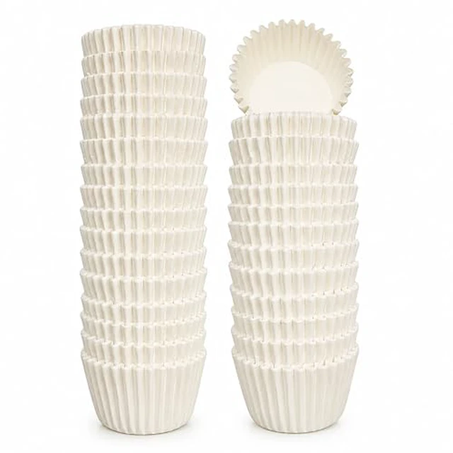 Alt view image 2 of 5 - Non-stick 500 Count White Mini Cupcake Liners for Baking, Food-grade Cupcake Wrapper, Greaseproof Parchment Muffin Liners,Baking Cups for Cupcakes, Muffins, Nuts
