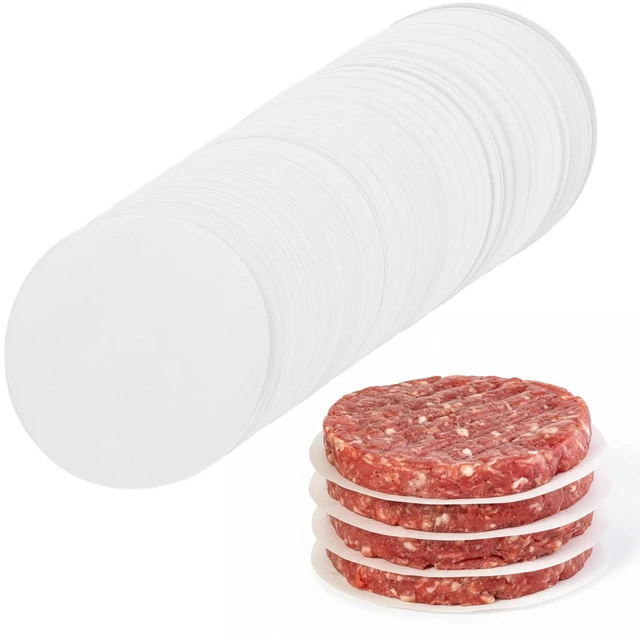 Main image of 500 PCS Hamburger Patty Paper, 3.93 Inch Parchment Paper Sheets Round No Stick Burger Papers Sheets Pre-Cut Circle Smash Burger Separator Papers for Making Baking Patties, White