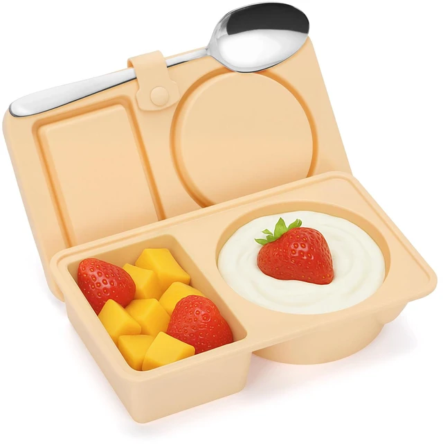 Main image of Silicone Snack Containers with Lids, Double Compartment Food Box | Double Compartment Design, Reusable Silicone Snack Box for Travel, Lunch, Gym and Everyday Food Storage
