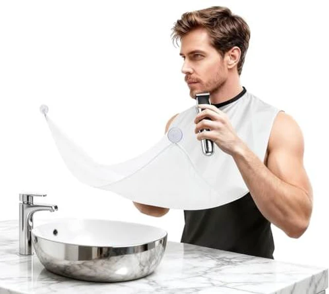Alt view image 2 of 7 - Stuffers for Men,beard bib Trimming Catcher Bib for Shaving,beard apron gifts for men Him Boyfriend Husband