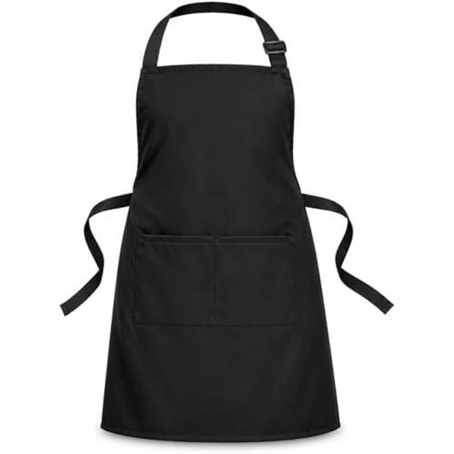 Alt view image 2 of 4 - Chef Apron,Cotton Polyester Kitchen Apron with 2Pockets,Adjustable Stain Resistant for Cooking BBQ(1Pcs)