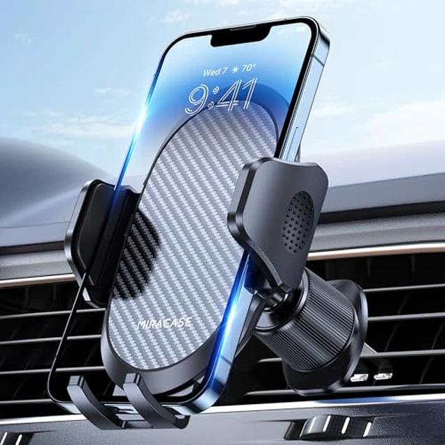 Alt view image 2 of 6 - Phone Holders for Your Car with Metal Hook Clip, Air Vent Cell Phone Stand Car Mount, Universal Automobile Cradle for Garmin GPS Fit iPhone Android and All Smartphones, Dark Black