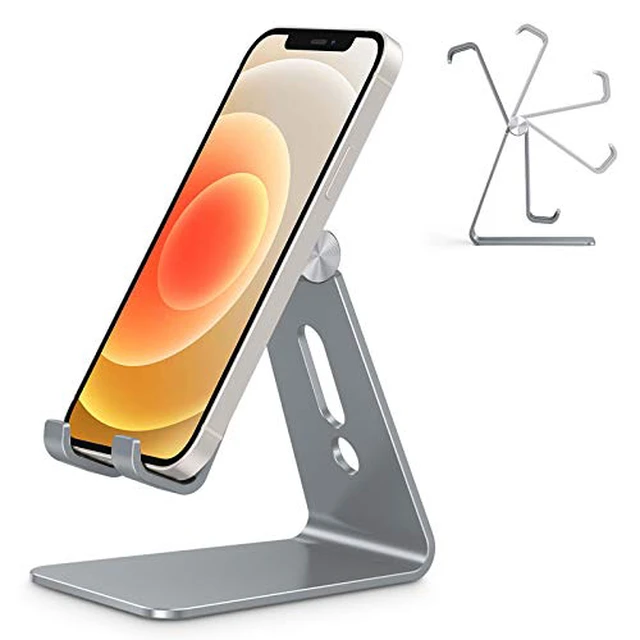 Alt view image 2 of 5 - C2 Adjustable Aluminum Cell Phone Stand with Charging Cutout, Grey