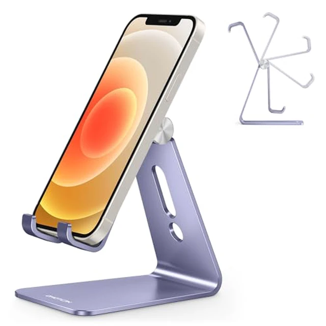 Alt view image 5 of 5 - C2 Adjustable Aluminum Cell Phone Stand with Charging Cutout, Grey