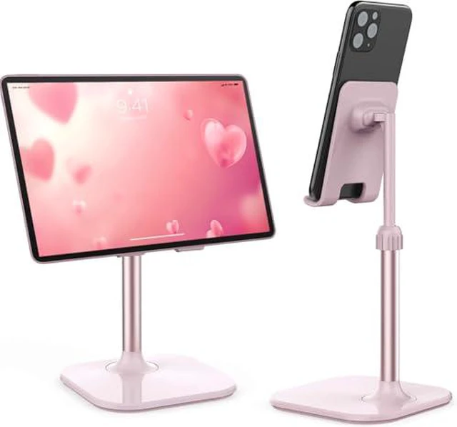 Alt view image 2 of 5 - Cell Phone Stand, Valentine's Day Gifts for Teens Girls Boys Adults Women Men Mom Wife, Phone Stand for Desk, Phone Holder Stand Compatible with iPhone and All Mobile Phones Tablet, Pink