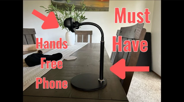 Alt view image 4 of 5 - Cell Phone Stand, Adjustable Height & Angle Gooseneck Stand for Desk Flexible Arm Universal Holder, Aluminum Alloy Desktop Recording Compatible with 3.5"-7" Device (Black)