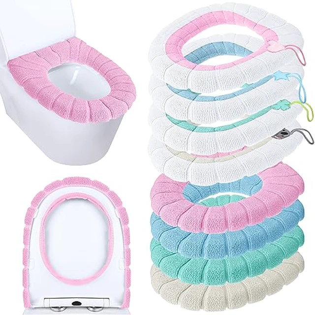 Alt view image 3 of 4 - 8 Pcs 11.8'' Thicker Bathroom Commode Seat Covers, Simple Colors