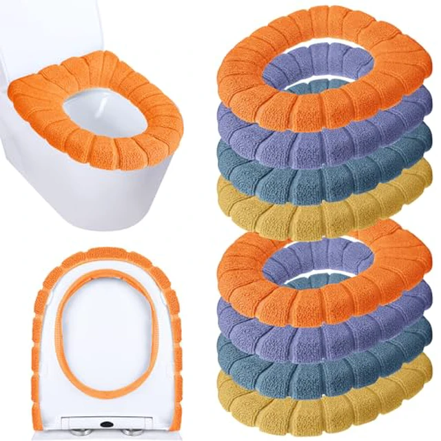 Alt view image 4 of 4 - 8 Pcs 11.8'' Thicker Bathroom Commode Seat Covers, Simple Colors