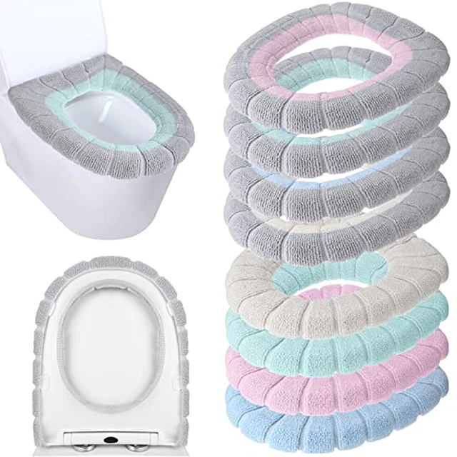Alt view image 2 of 4 - 8 Pcs 11.8'' Thicker Bathroom Commode Seat Covers, Simple Colors