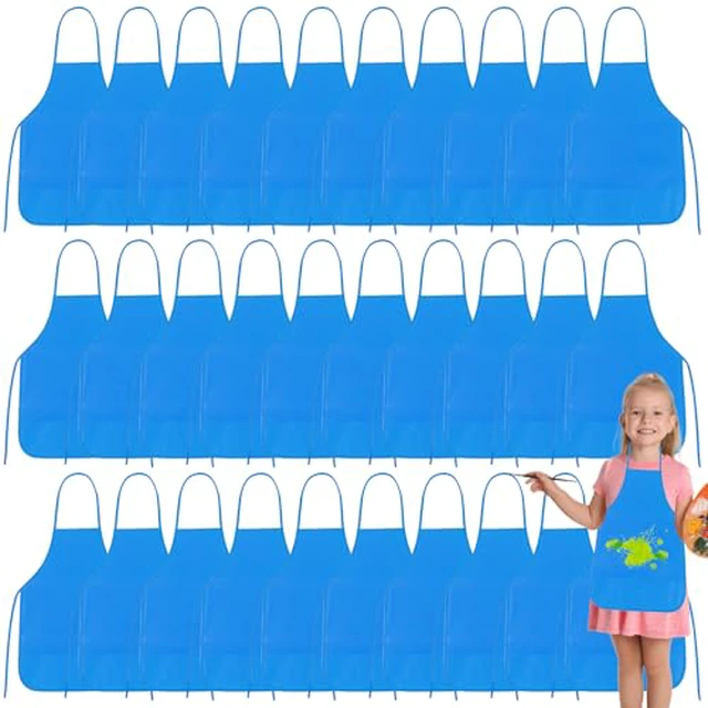 Alt view image 3 of 5 - 4 Pcs Colorful Apron Kids Aprons for Painting Cooking Art Smock