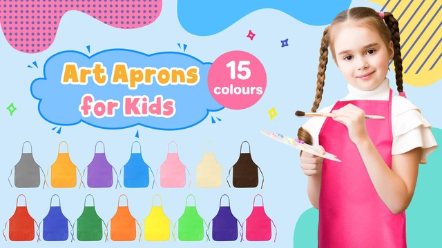 Alt view image 5 of 5 - 4 Pcs Colorful Apron Kids Aprons for Painting Cooking Art Smock