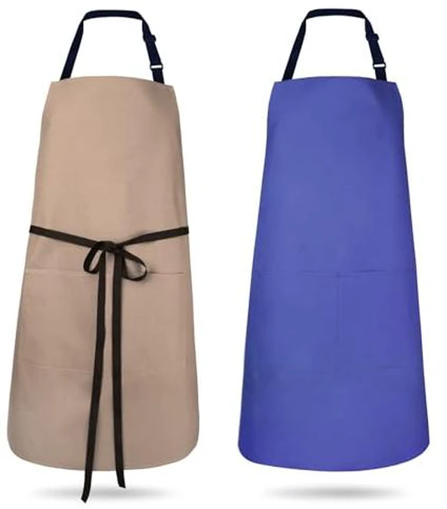 Alt view image 2 of 4 - 2 Pack Kitchen Aprons, Waterproof and Oil Resistant with 2 Pockets, Adjustable Neck Strap for Chef Apron