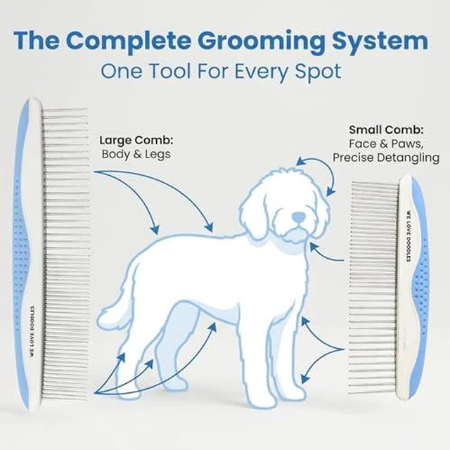 Alt view image 3 of 7 - Metal Comb for Dogs, Dog Grooming Detangler Combs For Matted Hair, 2 Pack