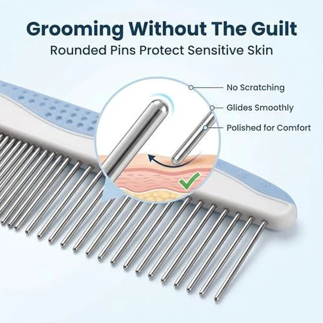 Alt view image 4 of 7 - Metal Comb for Dogs, Dog Grooming Detangler Combs For Matted Hair, 2 Pack