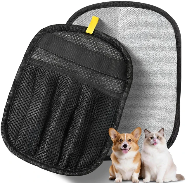 Main image of 5-Finger Pet Hair Removal Glove Reus Sofa Carpet Car Seat Black 1pc