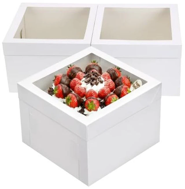 Alt view image 2 of 2 - 3 Pack Cake Boxes 12"x12"x8", Bakery Containers with Large Window