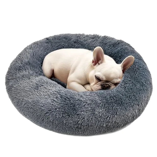 Alt view image 6 of 7 - Dog & Cat Bed for Indoor Cats, 20in Calming Donut Bed (Light Grey)