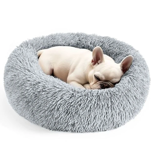 Alt view image 2 of 7 - Dog & Cat Bed for Indoor Cats, 20in Calming Donut Bed (Light Grey)