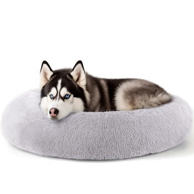 Alt view image 3 of 7 - Dog & Cat Bed for Indoor Cats, 20in Calming Donut Bed (Light Grey)