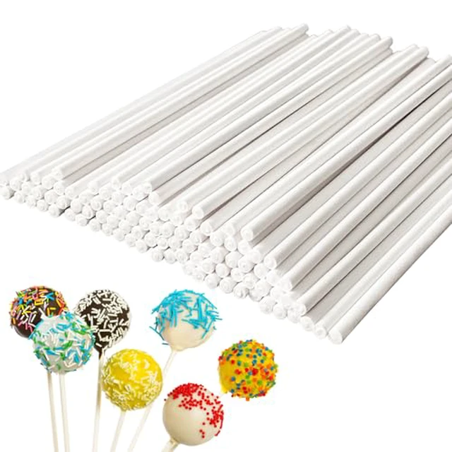 Alt view image 2 of 3 - 100 Pcs 6-Inch White Lollipop Sticks,Lollipop Paper Treat Stick,Paper Sucker Sticks for Cupcake Toppers,Homemade Candy,Chocolate,Dessert(Dia 3.5mm)