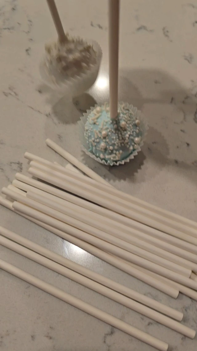 Alt view image 3 of 3 - 100 Pcs 6-Inch White Lollipop Sticks,Lollipop Paper Treat Stick,Paper Sucker Sticks for Cupcake Toppers,Homemade Candy,Chocolate,Dessert(Dia 3.5mm)