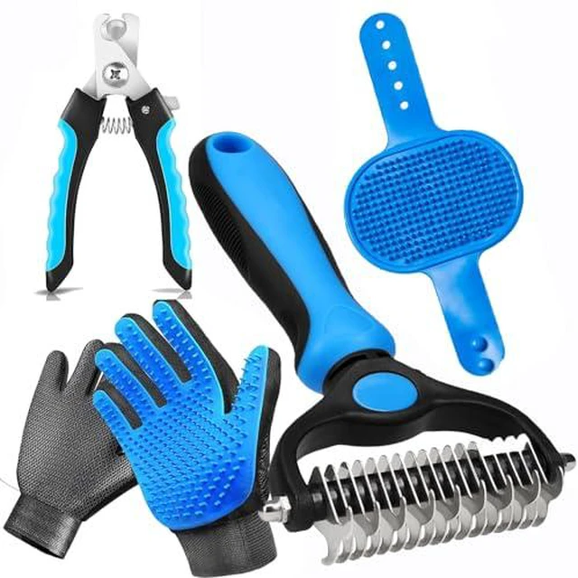 Alt view image 7 of 7 - 5-Piece Dog Grooming Brush Set with Grooming Gloves