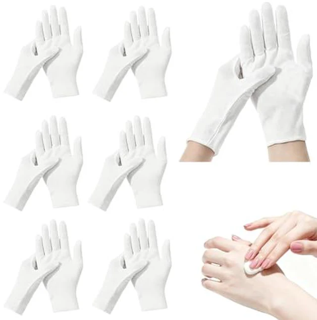 Alt view image 2 of 4 - 12-Pack White Cotton Gloves, Night-Time Moisturizing, Soft, Unisex