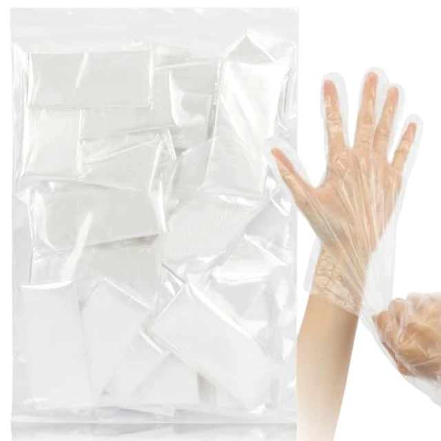 Alt view image 2 of 2 - 100Pcs Plastic Gloves Disposable - Thickened Food Safe Gloves