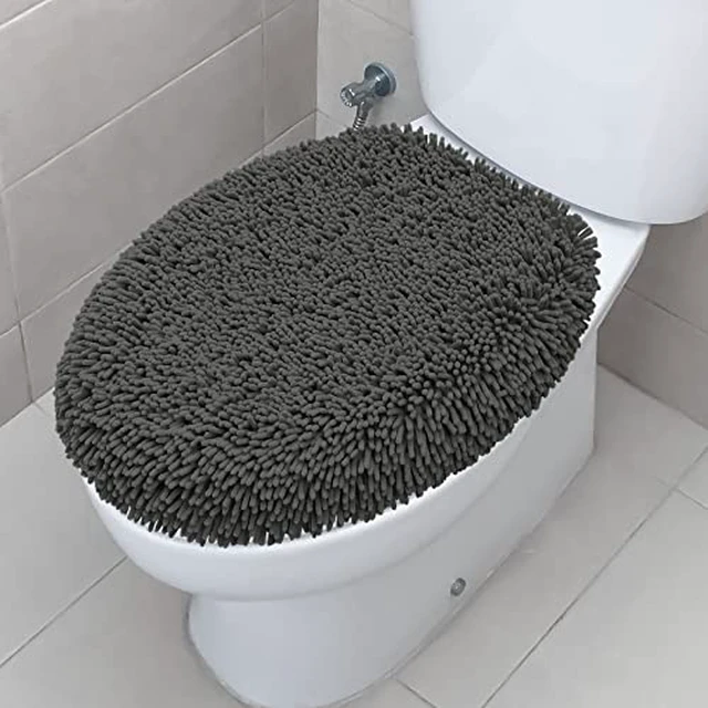 Alt view image 4 of 5 - Ultra Soft Chenille Bathroom Toilet Lid Cover, 19x21 Inches, White
