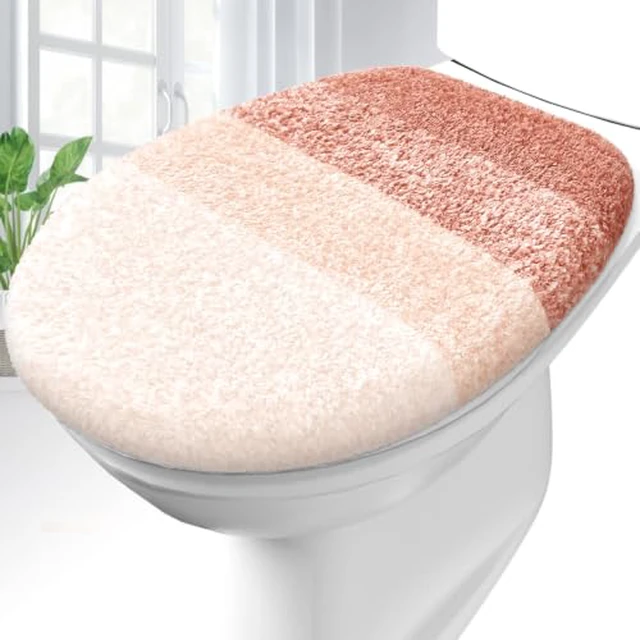 Alt view image 3 of 5 - Soft Microfiber Bathroom Toilet Lid Cover, 17.5x15, Gray