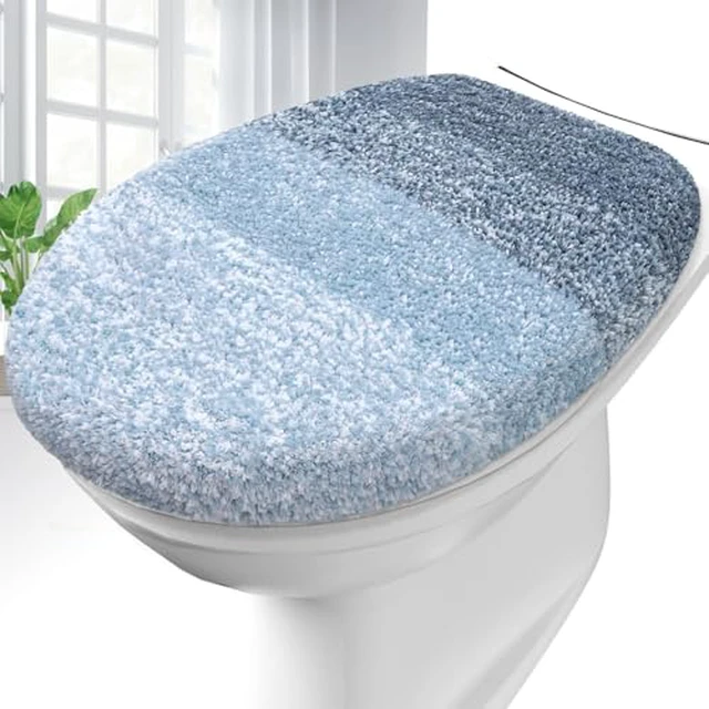Alt view image 4 of 5 - Soft Microfiber Bathroom Toilet Lid Cover, 17.5x15, Gray