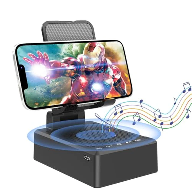 Alt view image 2 of 4 - Birthday Gifts for Mother Father ,Cell Phone Stand with Wireless Bluetooth Speaker and Antislip Base HD Surround Sound for Home and Outdoors with Bluetooth Speaker for Desk Compatible with iPhone