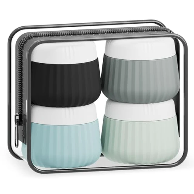 Alt view image 2 of 3 - Travel Containers for Toiletries 4 Pack, TSA Approved Travel Size Toiletries, With Clear Bag Leak Proof Silicone Jars, Creams Jars Carrying Small Items