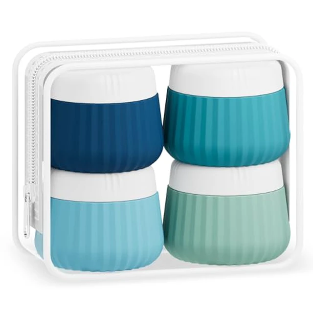 Alt view image 3 of 3 - Travel Containers for Toiletries 4 Pack, TSA Approved Travel Size Toiletries, With Clear Bag Leak Proof Silicone Jars, Creams Jars Carrying Small Items