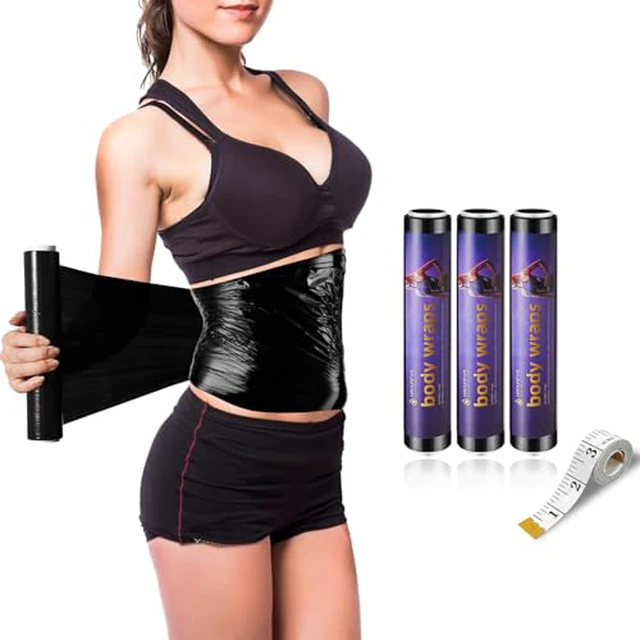 Alt view image 4 of 7 - 60 Meters Black Osmotic Plastic Body Wrap,Workout & Sweat Enhancer Stomach Film Body Applicator Power Wrap,DIY Sauna Wrap(2 Rolls)